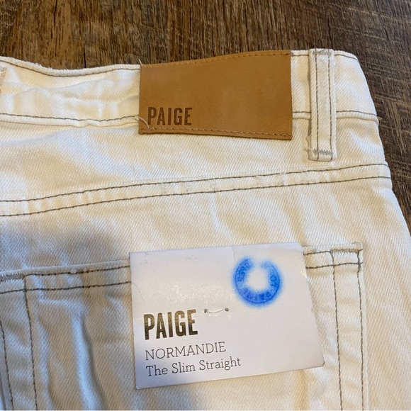 NWT Paige Normandie Slim Straight White Jeans Size 34 - Picture 12 of 14